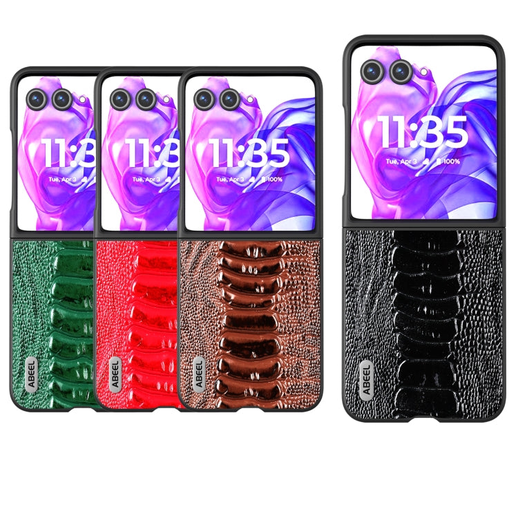 For Motorola Razr 50 Ultra ABEEL Genuine Leather Weilai Series Phone Case(Black) by buy2fix