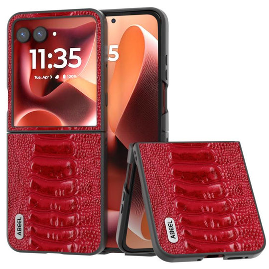 For Motorola Razr 60 Ultra ABEEL Genuine Leather Weilai Series Phone Case(Red)