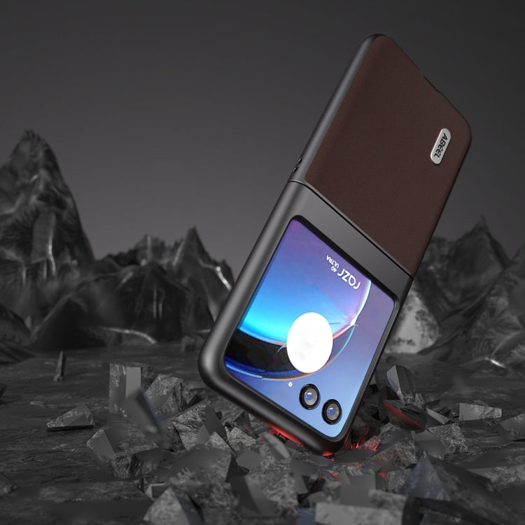 For Motorola Razr 40 Ultra ABEEL Genuine Leather Xiaoya Series Phone Case(Coffee) by buy2fix