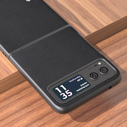 For Motorola Razr 40 ABEEL Genuine Leather Xiaoya Series Phone Case(Black) by buy2fix