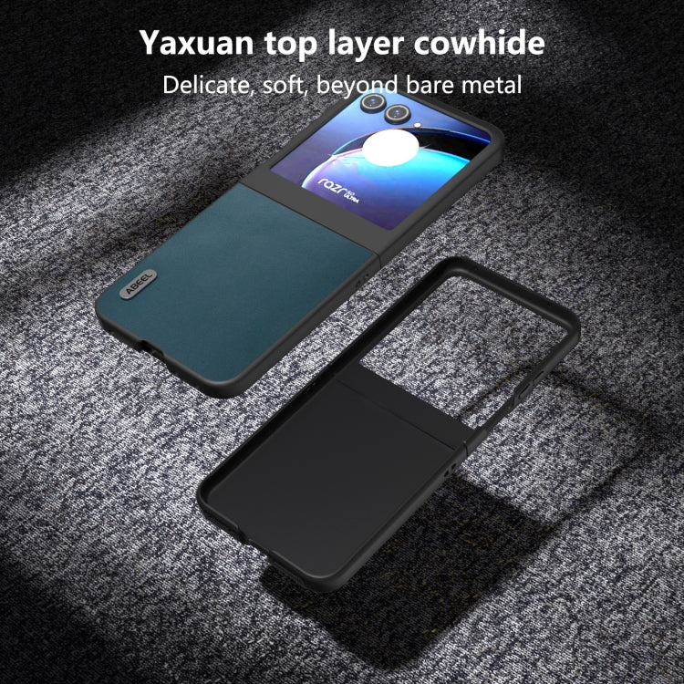 For Motorola Razr 50 ABEEL Genuine Leather Xiaoya Series Phone Case(Dark Green) by buy2fix