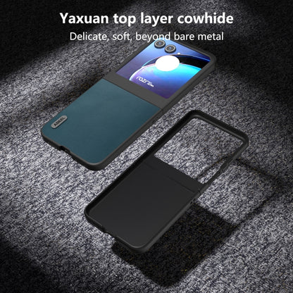 For Motorola Razr 50 ABEEL Genuine Leather Xiaoya Series Phone Case(Dark Green) by buy2fix