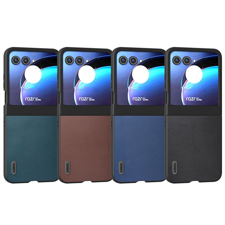 For Motorola Razr 50 ABEEL Genuine Leather Xiaoya Series Phone Case(Dark Green) by buy2fix