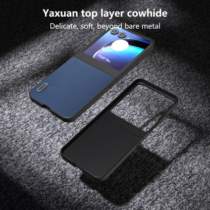 For Motorola Razr 50 ABEEL Genuine Leather Xiaoya Series Phone Case(Blue) by buy2fix