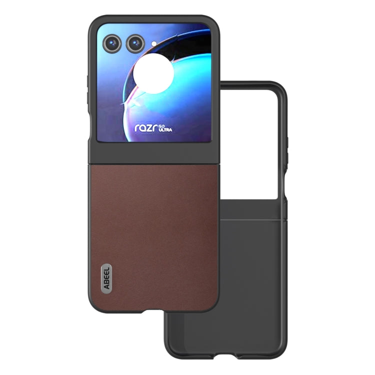 For Motorola Razr 50 ABEEL Genuine Leather Xiaoya Series Phone Case(Coffee) by buy2fix