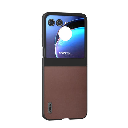 For Motorola Razr 50 ABEEL Genuine Leather Xiaoya Series Phone Case(Coffee) by buy2fix