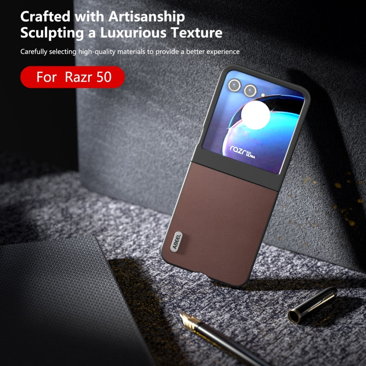 For Motorola Razr 50 ABEEL Genuine Leather Xiaoya Series Phone Case(Coffee) by buy2fix