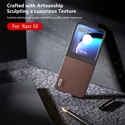 For Motorola Razr 50 ABEEL Genuine Leather Xiaoya Series Phone Case(Coffee) by buy2fix