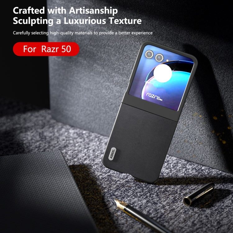 For Motorola Razr 50 ABEEL Genuine Leather Xiaoya Series Phone Case(Black) by buy2fix