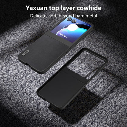 For Motorola Razr 50 ABEEL Genuine Leather Xiaoya Series Phone Case(Black) by buy2fix