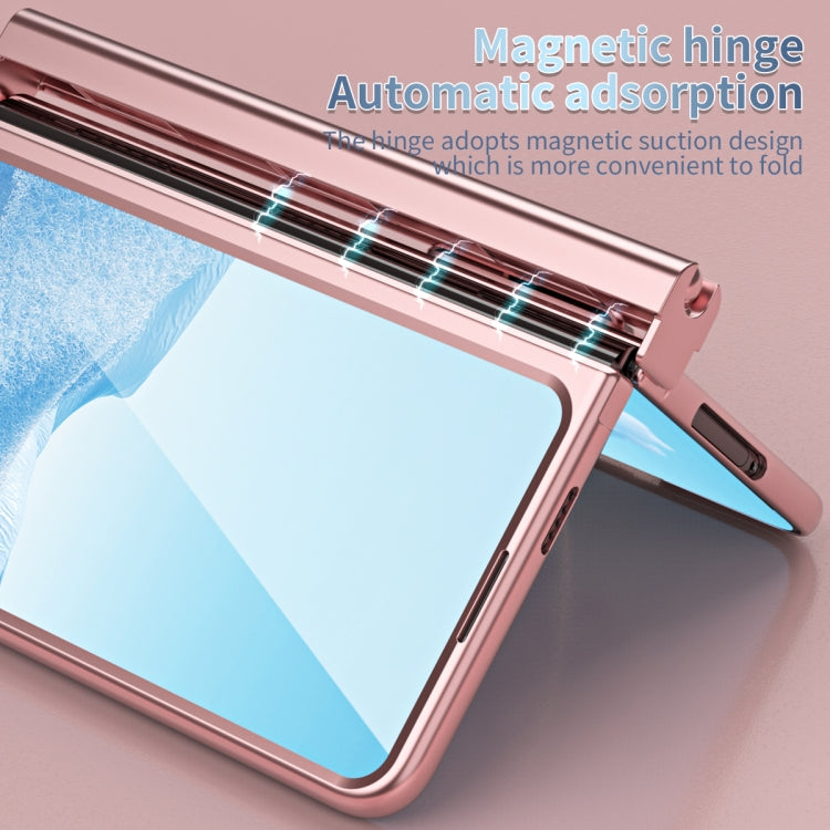 For Google Pixel Fold Integrated Electroplating PC All-inclusive Phone Case with Hinge(Pink) by buy2fix