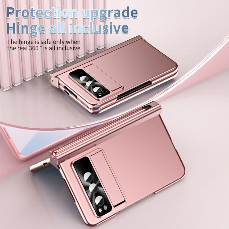 For Google Pixel Fold Integrated Electroplating PC All-inclusive Phone Case with Hinge(Pink) by buy2fix