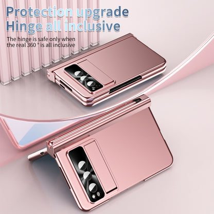 For Google Pixel Fold Integrated Electroplating PC All-inclusive Phone Case with Hinge(Pink) by buy2fix