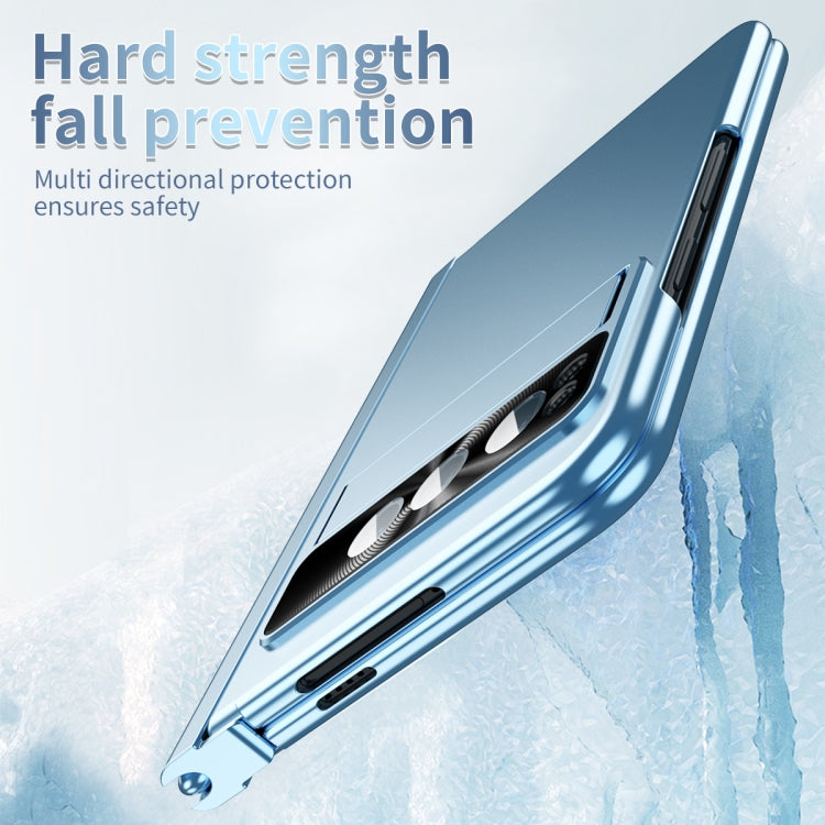 For Google Pixel Fold Integrated Electroplating PC All-inclusive Phone Case with Hinge(Blue) by buy2fix