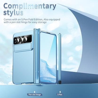 For Google Pixel Fold Integrated Electroplating PC All-inclusive Phone Case with Hinge(Blue) by buy2fix