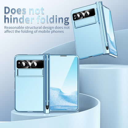 For Google Pixel Fold Integrated Electroplating PC All-inclusive Phone Case with Hinge(Blue) by buy2fix