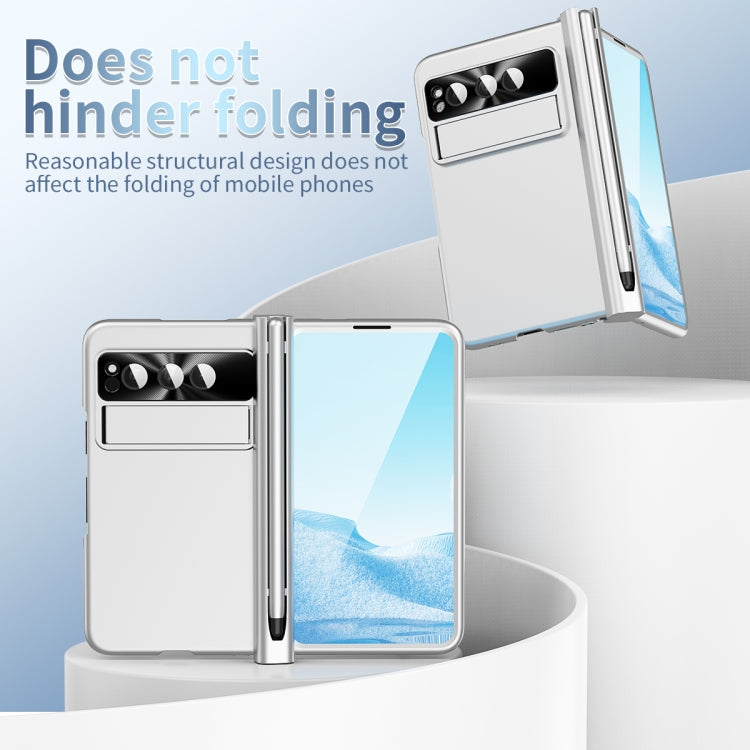 For Google Pixel Fold Integrated Electroplating PC All-inclusive Phone Case with Hinge(Silver) by buy2fix