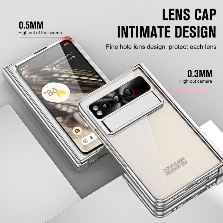 For Google Pixel Fold Integrated Electroplating Folding Phone Case with Hinge(Silver) by buy2fix