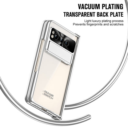For Google Pixel Fold Integrated Electroplating Folding Phone Case with Hinge(Silver) by buy2fix