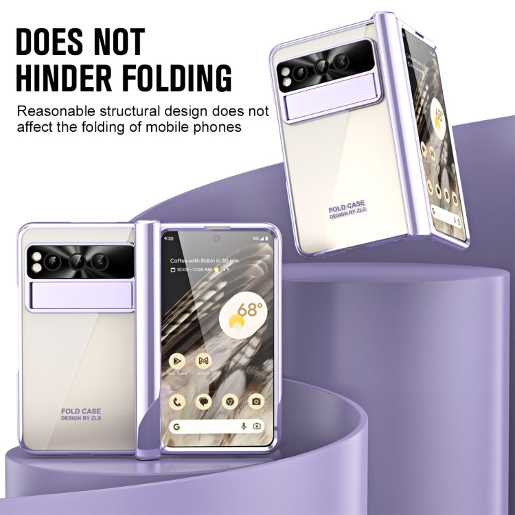 For Google Pixel Fold Integrated Electroplating Folding Phone Case with Hinge(Purple) by buy2fix