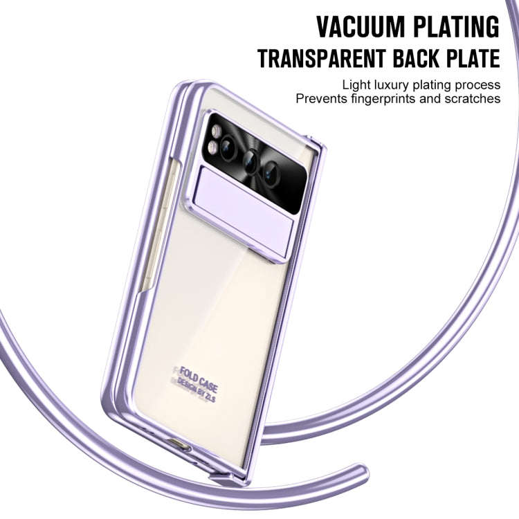 For Google Pixel Fold Integrated Electroplating Folding Phone Case with Hinge(Purple) by buy2fix