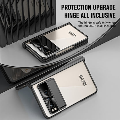 For Google Pixel Fold Integrated Electroplating Folding Phone Case with Pen Slot(Black) by buy2fix