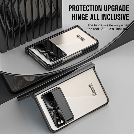 For Google Pixel Fold Integrated Electroplating Folding Phone Case with Pen Slot(Black) by buy2fix