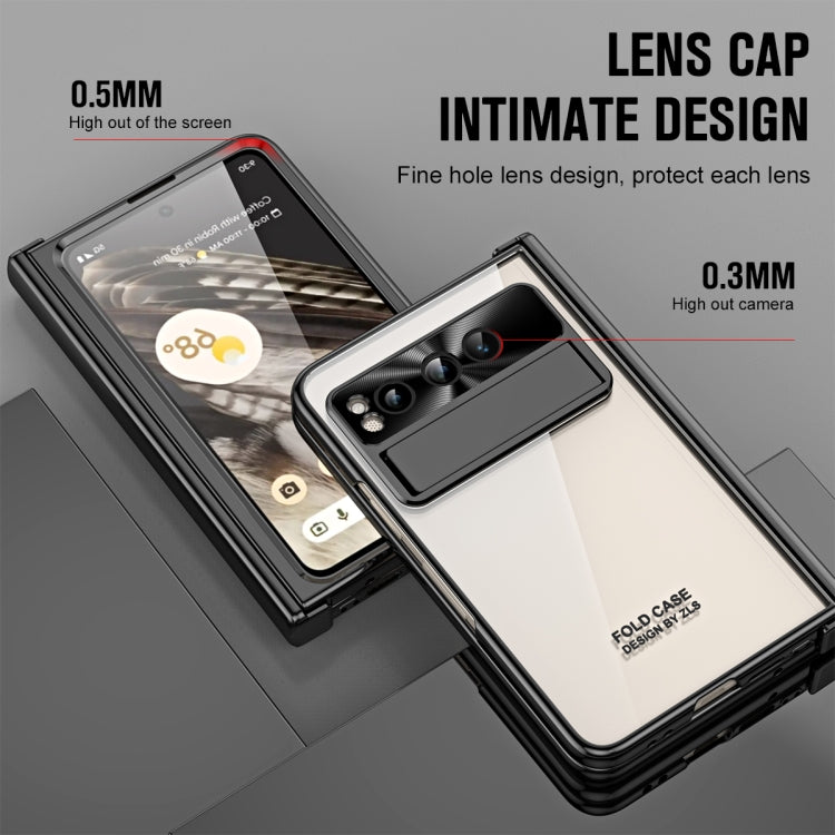 For Google Pixel Fold Integrated Electroplating Folding Phone Case with Pen Slot(Black) by buy2fix