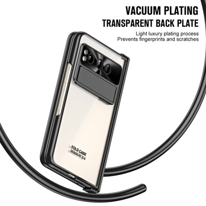 For Google Pixel Fold Integrated Electroplating Folding Phone Case with Pen Slot(Black) by buy2fix