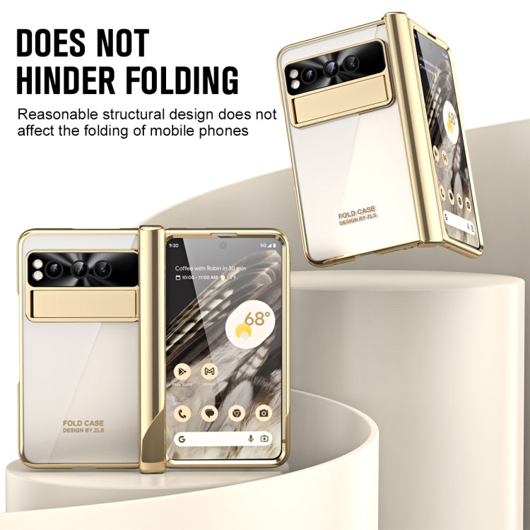 For Google Pixel Fold Integrated Electroplating Folding Phone Case with Pen Slot(Tyrant Gold) by buy2fix