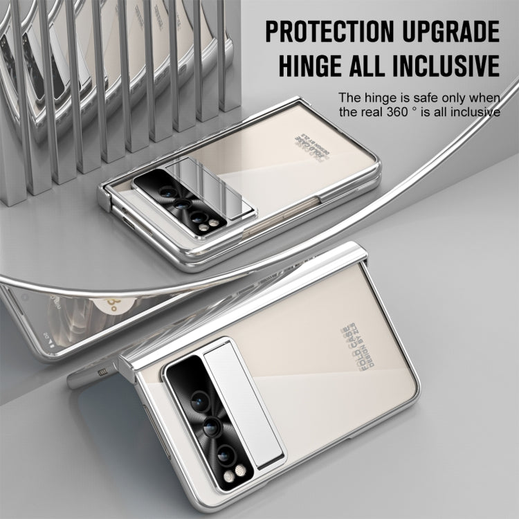 For Google Pixel Fold Integrated Electroplating Folding Phone Case with Pen Slot(Silver) by buy2fix