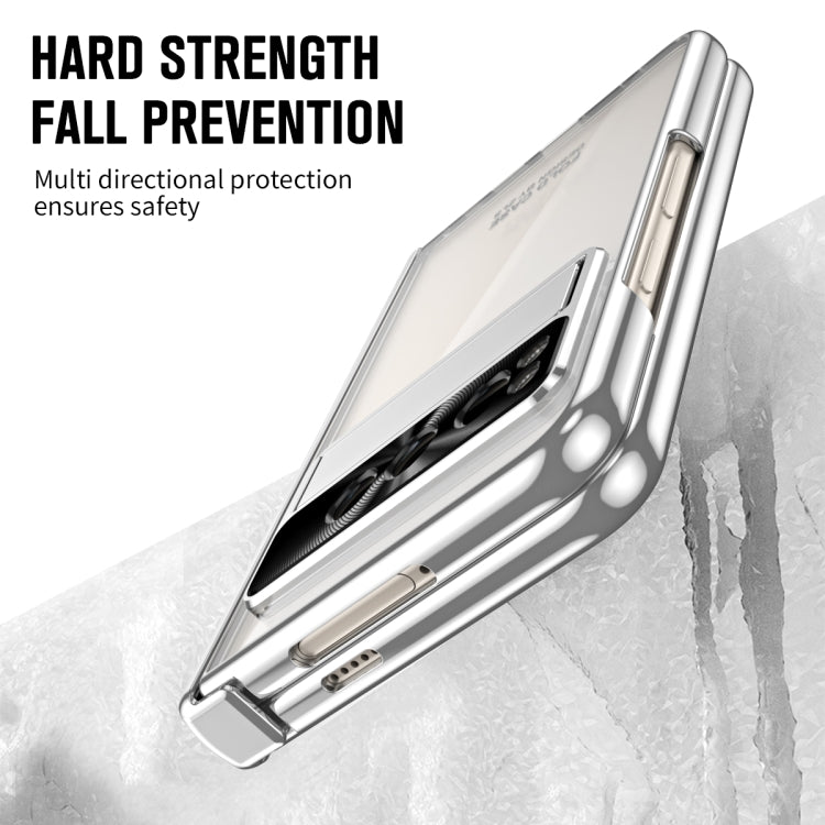 For Google Pixel Fold Integrated Electroplating Folding Phone Case with Pen Slot(Silver) by buy2fix