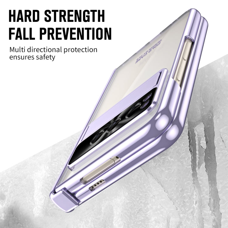 For Google Pixel Fold Integrated Electroplating Folding Phone Case with Pen Slot(Purple) by buy2fix