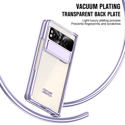 For Google Pixel Fold Integrated Electroplating Folding Phone Case with Pen Slot(Purple) by buy2fix