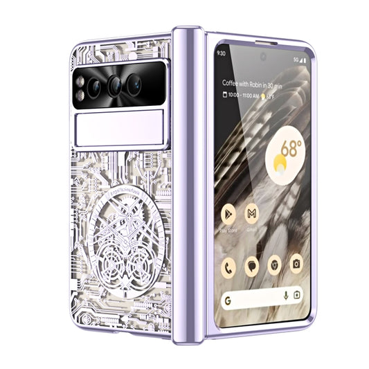 For Google Pixel Fold Mechanical Legend Integrated Electroplating All-inclusive Phone Case(Purple) by buy2fix