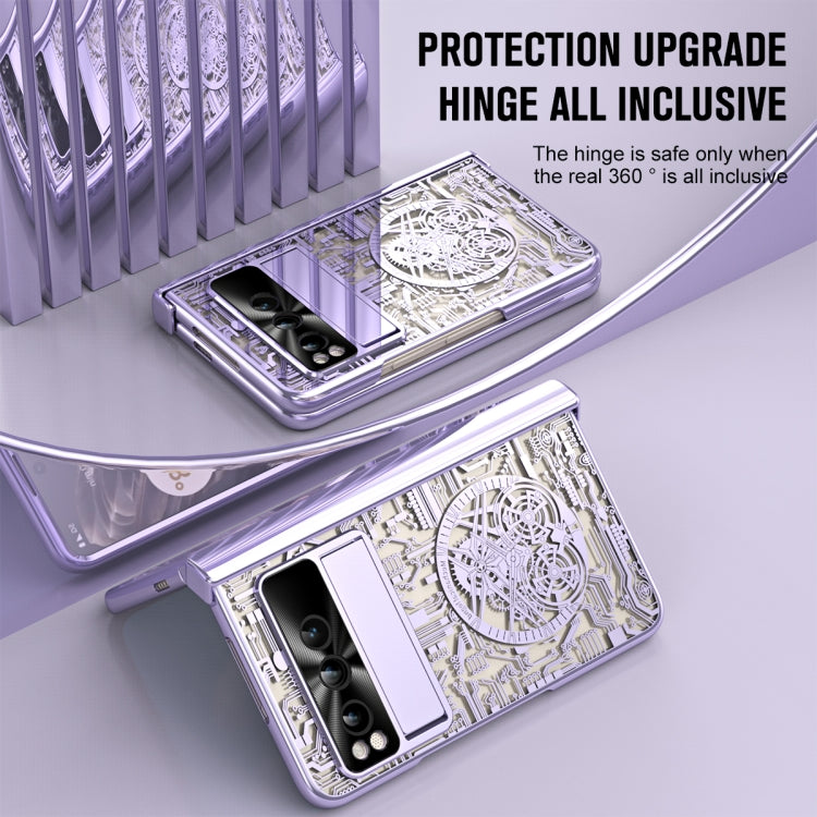 For Google Pixel Fold Mechanical Legend Integrated Electroplating All-inclusive Phone Case(Purple) by buy2fix