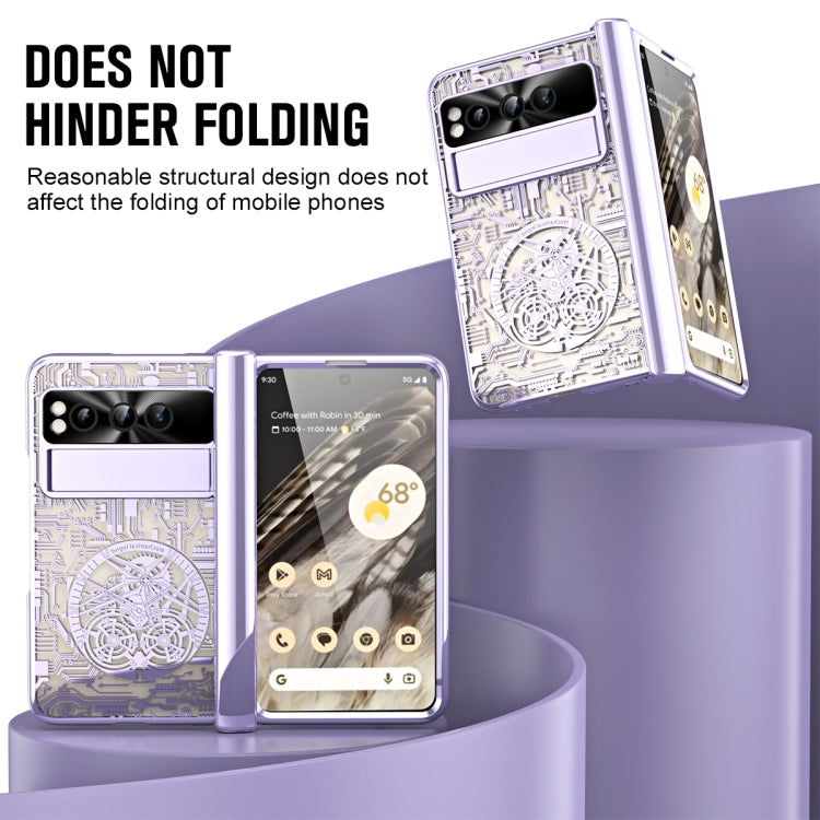 For Google Pixel Fold Mechanical Legend Integrated Electroplating All-inclusive Phone Case(Purple) by buy2fix