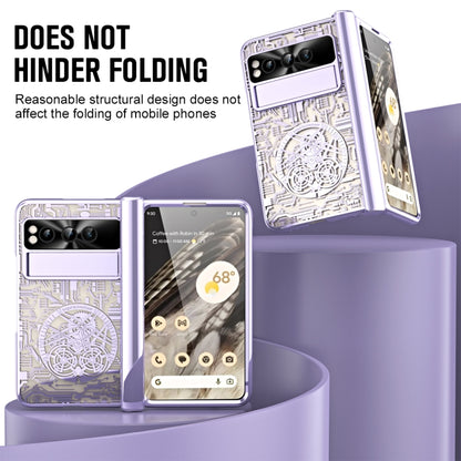 For Google Pixel Fold Mechanical Legend Integrated Electroplating All-inclusive Phone Case(Purple) by buy2fix