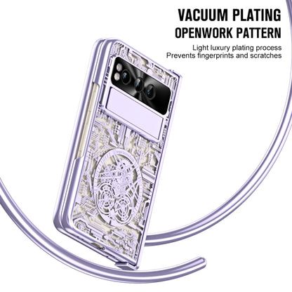 For Google Pixel Fold Mechanical Legend Integrated Electroplating All-inclusive Phone Case(Purple) by buy2fix