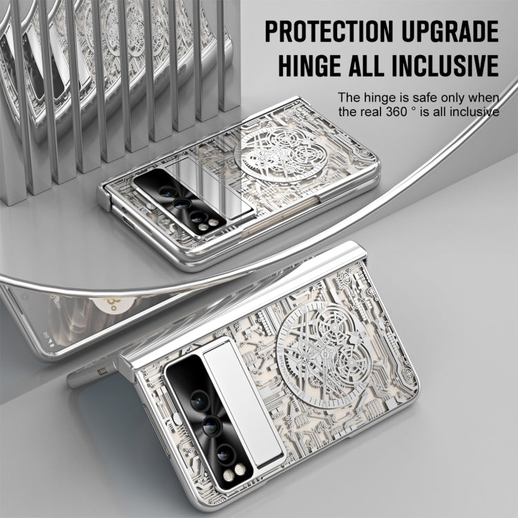 For Google Pixel Fold Mechanical Legend Integrated Electroplating All-inclusive Phone Case(Silver) by buy2fix