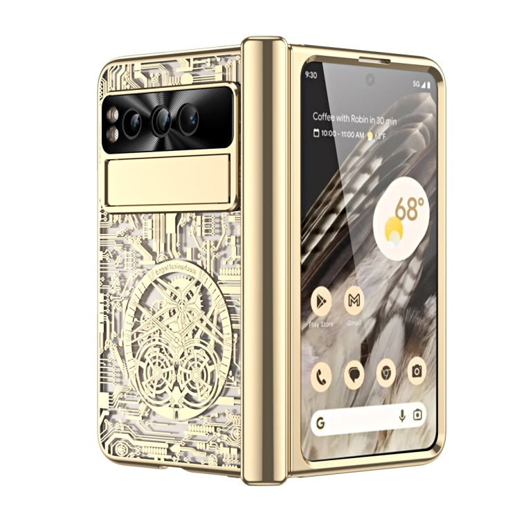 For Google Pixel Fold Mechanical Legend Integrated Electroplating All-inclusive Phone Case(Gold) by buy2fix