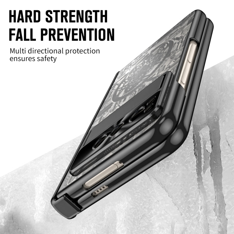 For Google Pixel Fold Mechanical Legend Integrated Electroplating All-inclusive Phone Case with Pen Slot(Black) by buy2fix