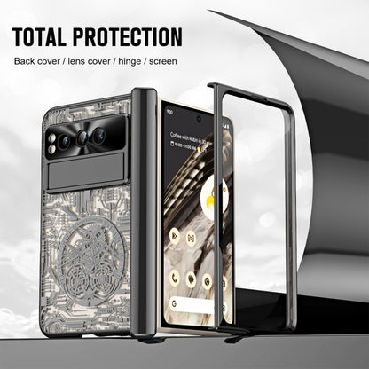 For Google Pixel Fold Mechanical Legend Integrated Electroplating All-inclusive Phone Case with Pen Slot(Black) by buy2fix