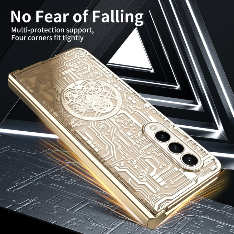 For Samsung Galaxy Z Fold3 5G Mechanical Legend Integrated Electroplating All-inclusive Phone Case(Champagne Gold) - Galaxy Phone Cases by buy2fix | Online Shopping UK | buy2fix