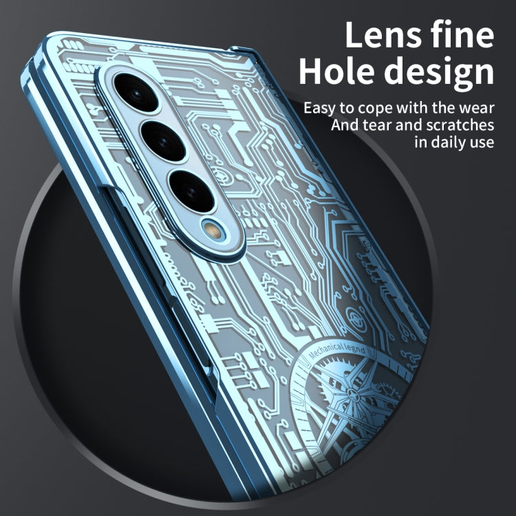 For Samsung Galaxy Z Fold3 5G Mechanical Legend Integrated Electroplating All-inclusive Phone Case(Blue) - Galaxy Phone Cases by buy2fix | Online Shopping UK | buy2fix