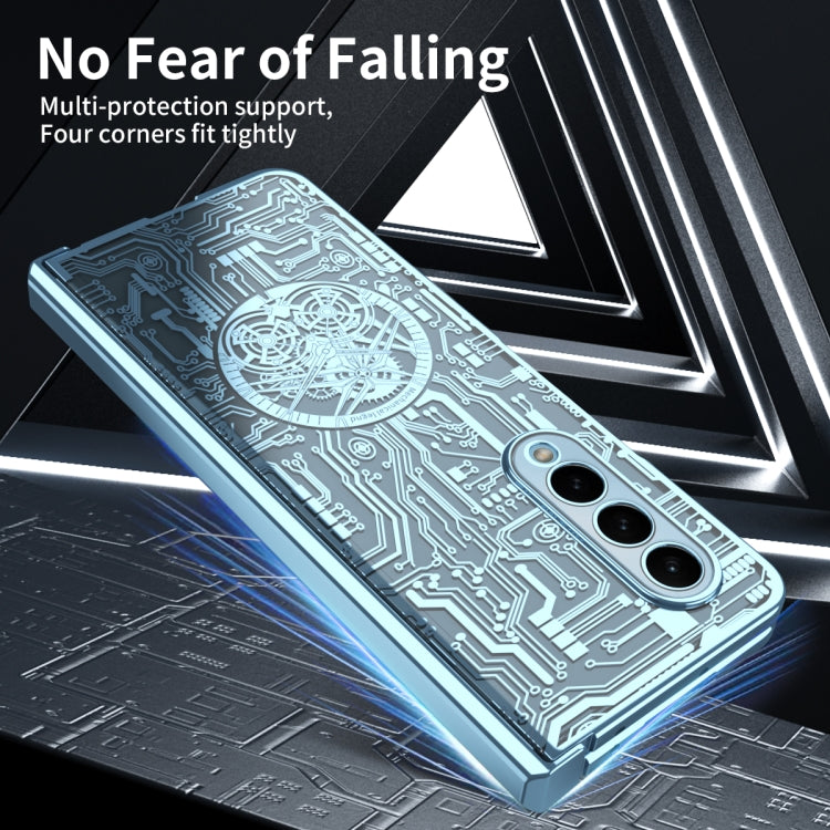 For Samsung Galaxy Z Fold3 5G Mechanical Legend Integrated Electroplating All-inclusive Phone Case(Blue) - Galaxy Phone Cases by buy2fix | Online Shopping UK | buy2fix