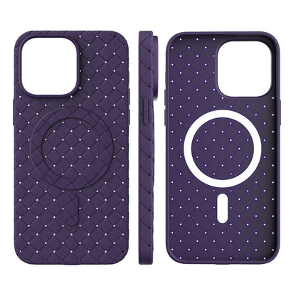 For iPhone 14 Woven Pattern MagSafe Magnetic Cooling Phone Case(Purple) by buy2fix
