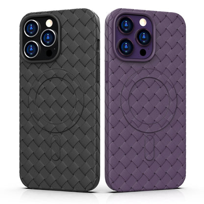 For iPhone 14 Woven Pattern MagSafe Magnetic Cooling Phone Case(Purple) by buy2fix