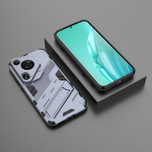 For Huawei Pura 70 Ultra Punk Armor 2 in 1 PC + TPU Phone Case with Holder(Grey) - Huawei Cases by buy2fix | Online Shopping UK | buy2fix