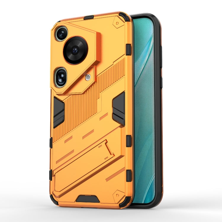 For Huawei Pura 70 Ultra Punk Armor 2 in 1 PC + TPU Phone Case with Holder(Orange) by buy2fix